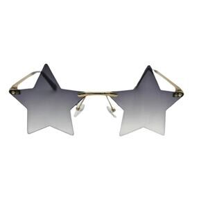 6077 | Black Two Tone Rimless Star Novelty Sunglasses